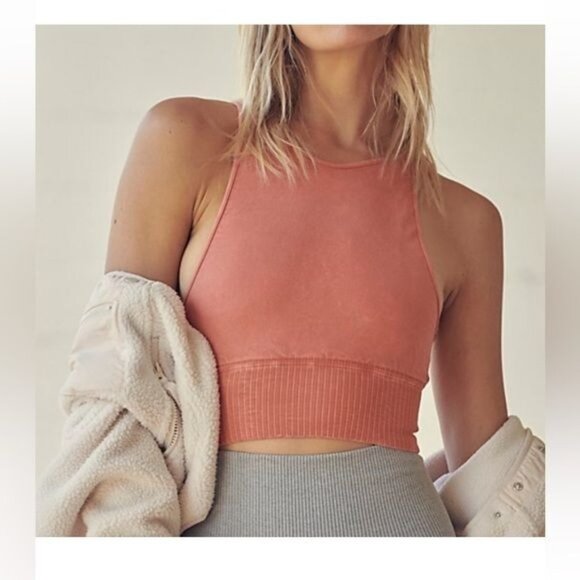 Free People Tops - Free People Good Karma High Neck Crop Top Autumn Leaves Orange XS S